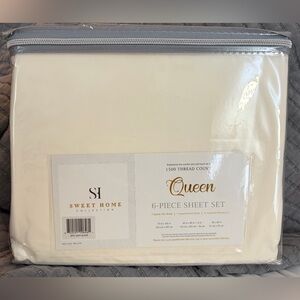 Sweet Home Collection Queen Sheet Set in Ivory 2 Extra Pillow Cases